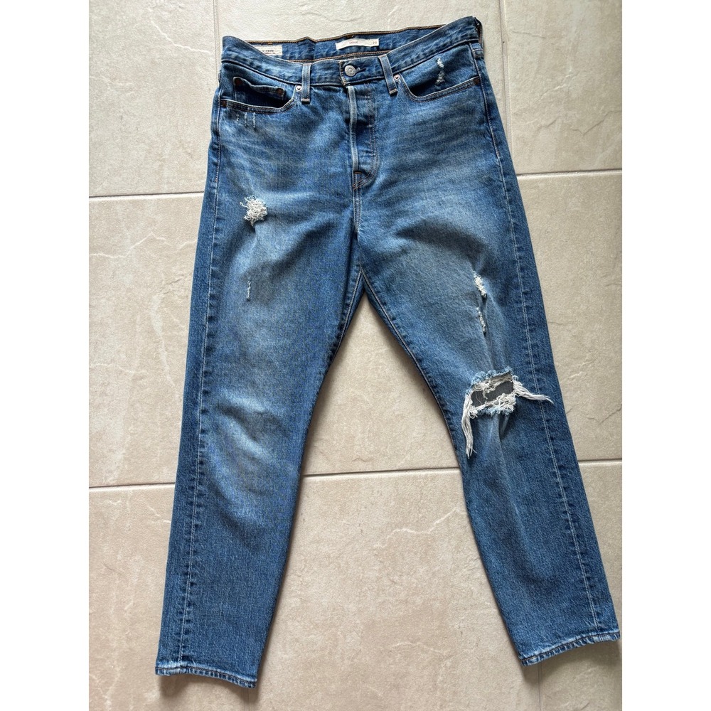 Levis Jeans Womens 29 Blue Wedgie Straight Button Fly High Rise Dark Wash Denim‎ - Picture 3 of 9